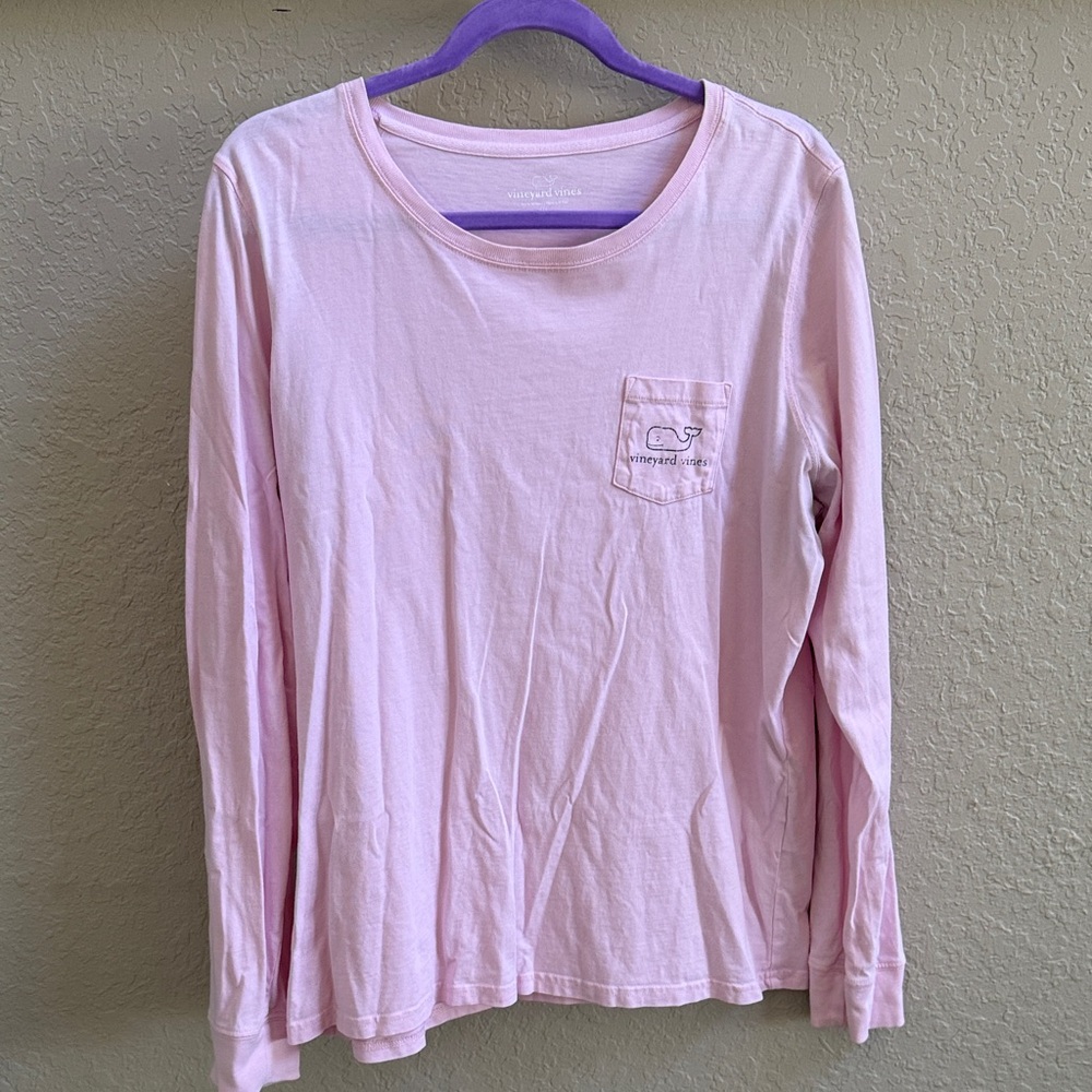 Vineyard Vines Women's Long Sleeve Pocket Tee - Pale Pink